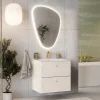 Garnero Arredamenti Mobile Bagno Sospeso-Mobile bagno sospeso fresato 60cm con lavabo 2 cassetti beige Sand