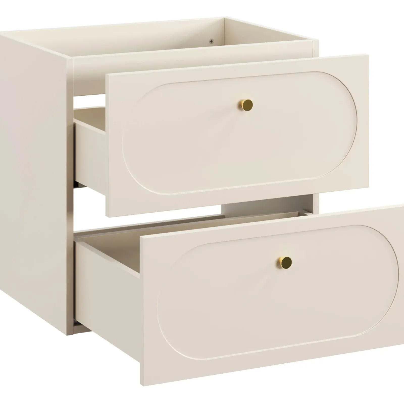 Garnero Arredamenti Mobile Bagno Sospeso-Mobile bagno sospeso fresato 60cm con lavabo 2 cassetti beige Sand