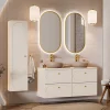 Garnero Arredamenti Mobile Bagno Sospeso-Mobile bagno sospeso fresato 120cm con colonna beige Sand