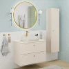 Garnero Arredamenti Mobile Bagno Sospeso-Mobile bagno sospeso fresato 80cm con colonna beige Sand