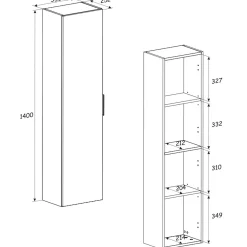 Garnero Arredamenti Mobile Bagno Sospeso-Mobile bagno sospeso fresato 80cm con colonna beige Sand