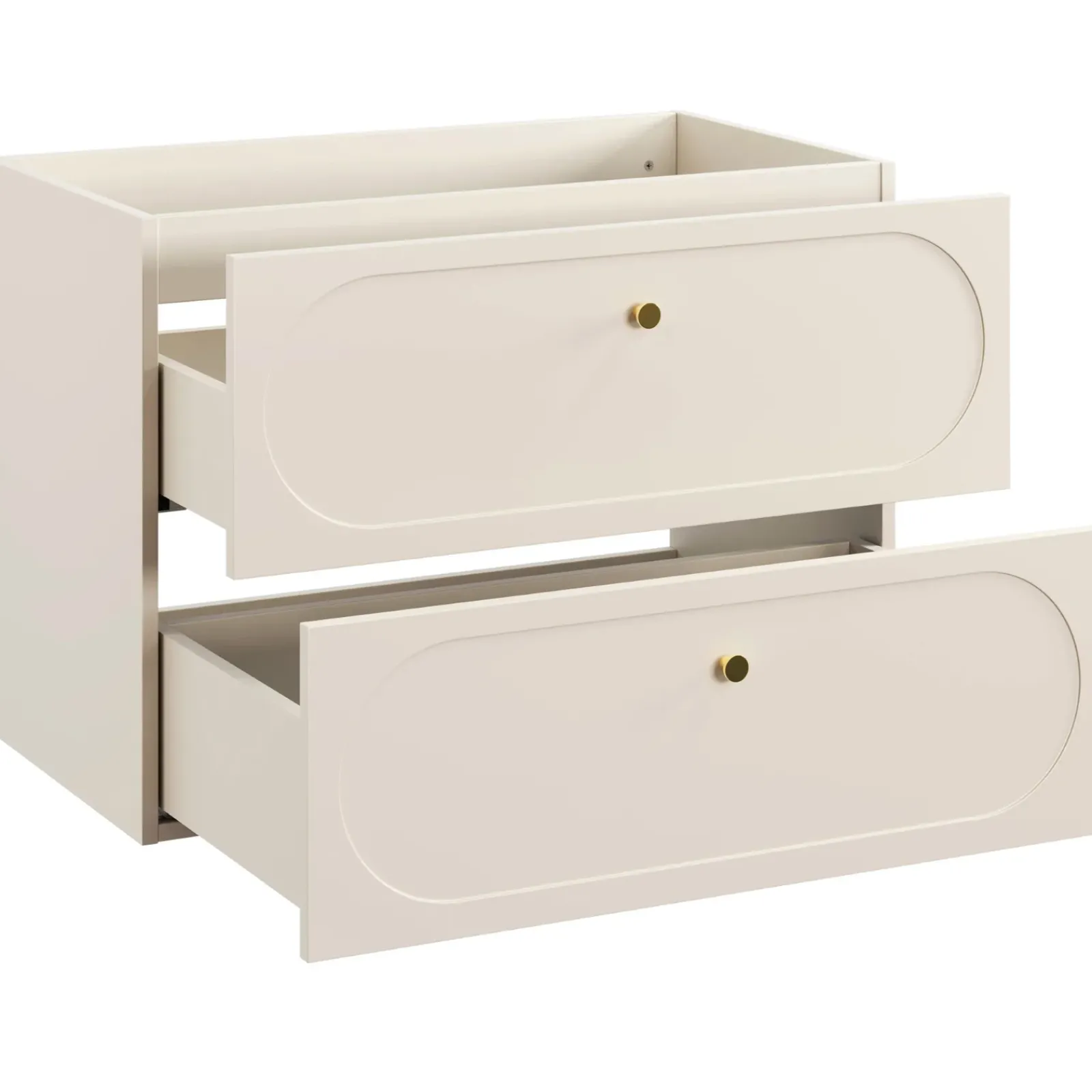 Garnero Arredamenti Mobile Bagno Sospeso-Mobile bagno sospeso fresato 80cm con colonna beige Sand