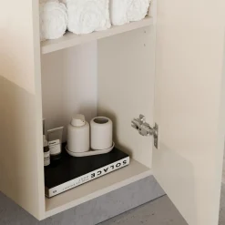 Garnero Arredamenti Mobile Bagno Sospeso-Mobile bagno sospeso fresato 80cm con colonna beige Sand