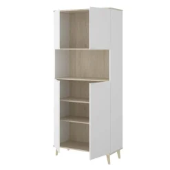Garnero Arredamenti Scaffali E Dispense-Mobile cucina 80x191h cm 4 ante bianco opaco rovere naturale Penny