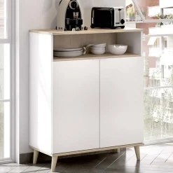 Garnero Arredamenti Scaffali E Dispense-Mobile cucina 80x102h cm 2 ante bianco opaco rovere naturale Penny