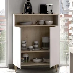 Garnero Arredamenti Scaffali E Dispense-Mobile cucina 80x102h cm 2 ante bianco opaco rovere naturale Penny