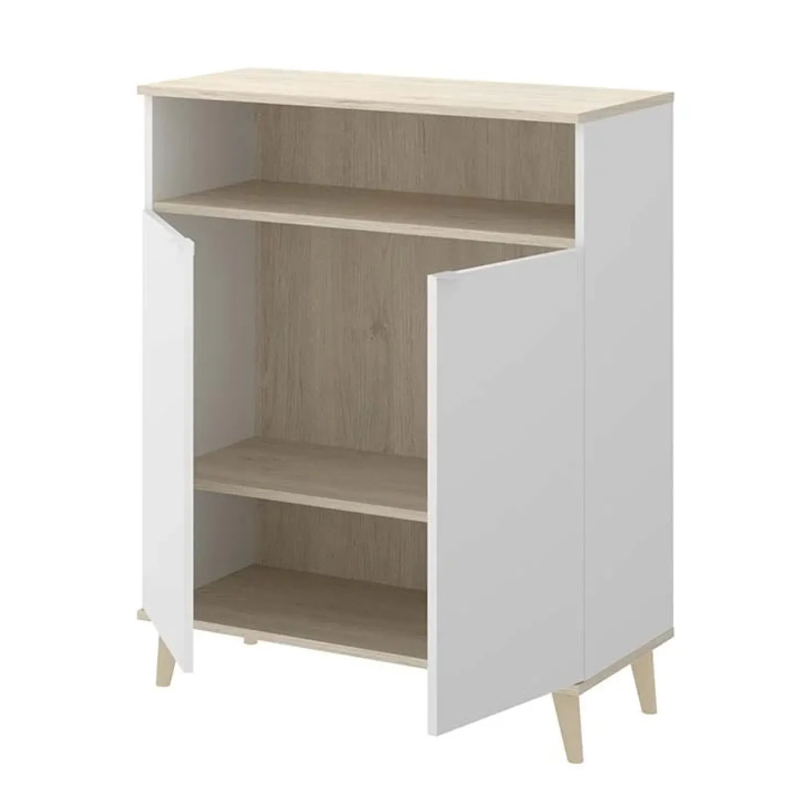 Garnero Arredamenti Scaffali E Dispense-Mobile cucina 80x102h cm 2 ante bianco opaco rovere naturale Penny