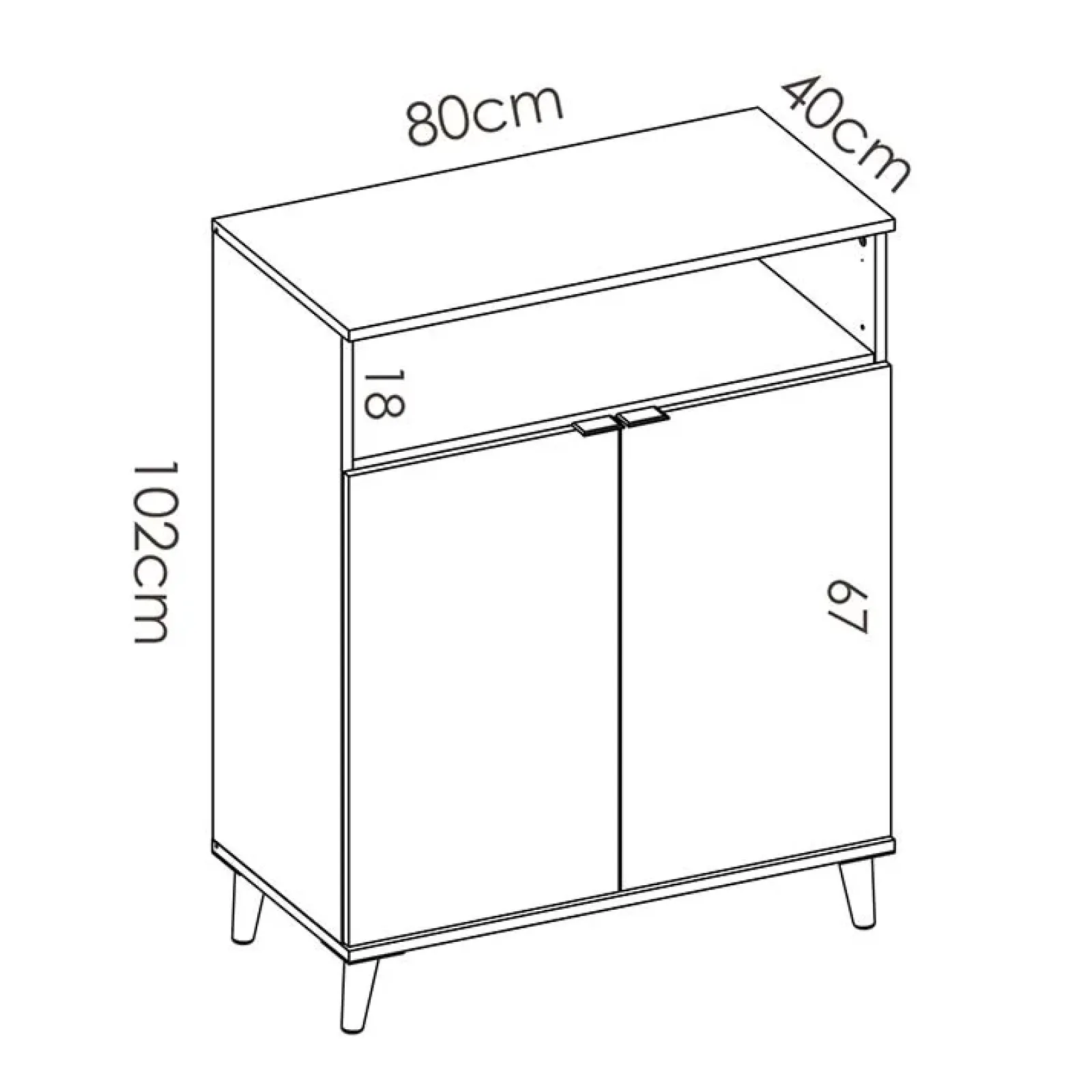 Garnero Arredamenti Scaffali E Dispense-Mobile cucina 80x102h cm 2 ante bianco opaco rovere naturale Penny