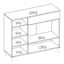 Garnero Arredamenti Scaffali E Dispense-Mobile cucina 120x102h cm bianco opaco rovere da cucina moderno Penny