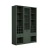 Garnero Arredamenti Scaffali E Dispense|Credenza Alta-Mobile cucina 140x198h cm contenitore con portabottiglie verde Provenza