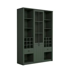 Garnero Arredamenti Scaffali E Dispense|Credenza Alta-Mobile cucina 140x198h cm contenitore con portabottiglie verde Provenza