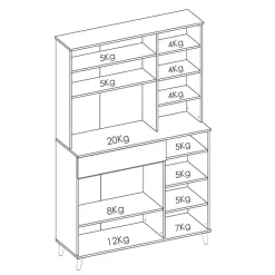 Garnero Arredamenti Scaffali E Dispense-Mobile da cucina 120x191h cm 4 ante 1 cassetto bianco rovere Penny