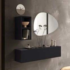 Garnero Arredamenti Mobili Ingresso Sospesi|Mobili Ingresso-Mobile ingresso sospeso 138x140h cm 1 anta 2 cubotti ossido nero Sunset 59