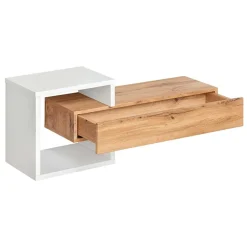 Garnero Arredamenti Mobili Ingresso Sospesi|Mobili Ingresso-Mobile ingresso sospeso 100x160h cm con specchio rovere bianco Dante 2 Gihome®