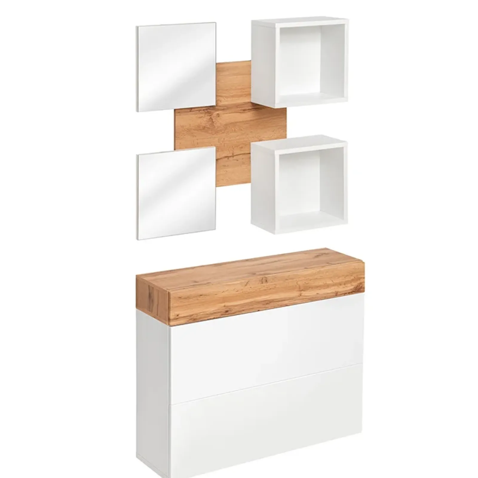 Garnero Arredamenti Mobili Ingresso Sospesi|Mobili Ingresso-Mobile ingresso sospeso 100x180h cm bianco opaco rovere Dante 5 Gihome®