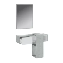 Garnero Arredamenti Mobili Ingresso Sospesi|Mobili Ingresso-Mobile ingresso sospeso 100x185h cm con specchio bianco cemento Rich Gihome® Bianco - Grigio
