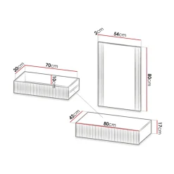 Garnero Arredamenti Mobili Ingresso Sospesi|Mobili Ingresso-Mobile ingresso sospeso 80x97h cm con specchio cannettato Essence Antracite