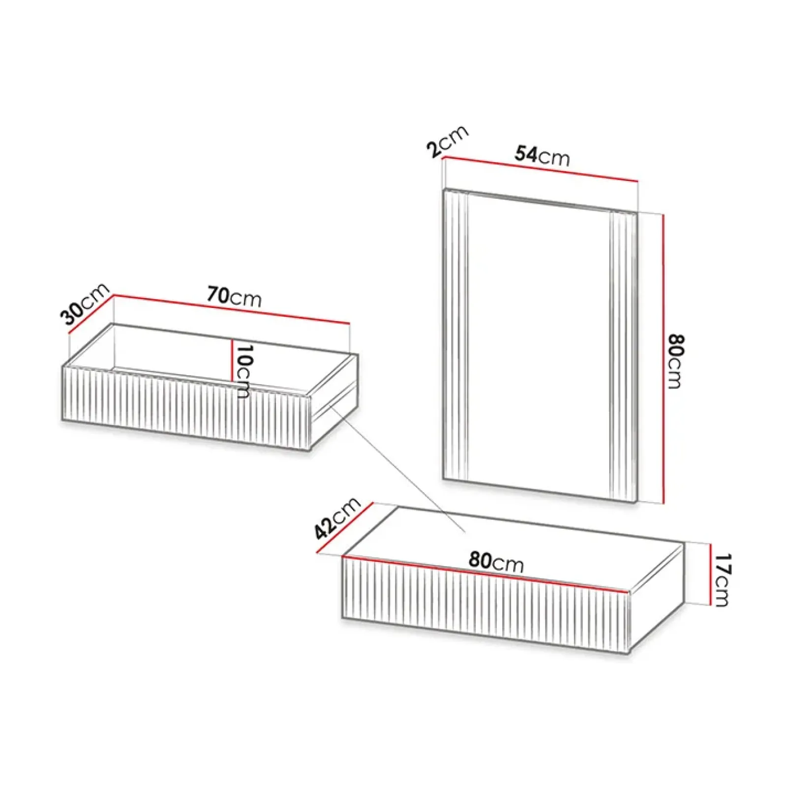Garnero Arredamenti Mobili Ingresso Sospesi|Mobili Ingresso-Mobile ingresso sospeso 80x97h cm con specchio cannettato Essence Antracite