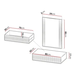 Garnero Arredamenti Mobili Ingresso Sospesi|Mobili Ingresso-Mobile ingresso sospeso 80x97h cm con specchio cannettato nero Essence Nero Lucido