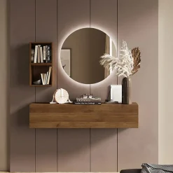 Garnero Arredamenti Mobili Ingresso Sospesi|Mobili Ingresso-Mobile ingresso sospeso 138x140h cm 1 anta 2 cubotti  rovere scuro Sunset 57 Rovere Rustico