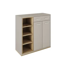Garnero Arredamenti Armadi E Madie Ingresso|Mobili Ingresso-Mobile ingresso 80x77h cm 2 ante 1 cassetto rovere rovere naturale beige satinato Kenya