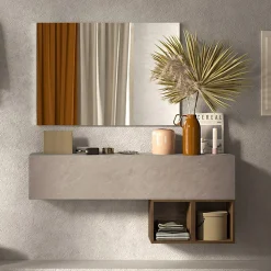 Garnero Arredamenti Mobili Ingresso Sospesi|Mobili Ingresso-Mobile ingresso 138x88h cm 1 anta 2 cubi rovere Sunset 55 Tortora