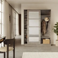 Garnero Arredamenti Mobili Ingresso Appendiabiti|Mobili Ingresso-Mobile ingresso 150x200h cm anta scorrevole e specchio rovere naturale Sajama