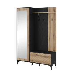 Garnero Arredamenti Mobili Ingresso Appendiabiti|Mobili Ingresso-Mobile ingresso 135x197h cm appendiabiti quercia nero Becca
