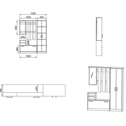 Garnero Arredamenti Mobili Ingresso Appendiabiti|Mobili Ingresso-Mobile ingresso 155x190h cm appendiabiti scarpiera con specchio Atlanta Bianco Lucido