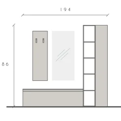 Garnero Arredamenti Mobili Ingresso Appendiabiti|Mobili Ingresso-Mobile ingresso 194x186h cm bianco lucido rovere chiaro Sunset 108