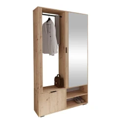 Garnero Arredamenti Mobili Ingresso Appendiabiti|Mobili Ingresso-Mobile ingresso 100x190h cm con specchio Umea Rovere