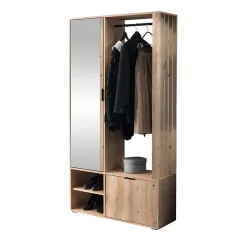 Garnero Arredamenti Mobili Ingresso Appendiabiti|Mobili Ingresso-Mobile ingresso 100x190h cm con specchio Umea Rovere