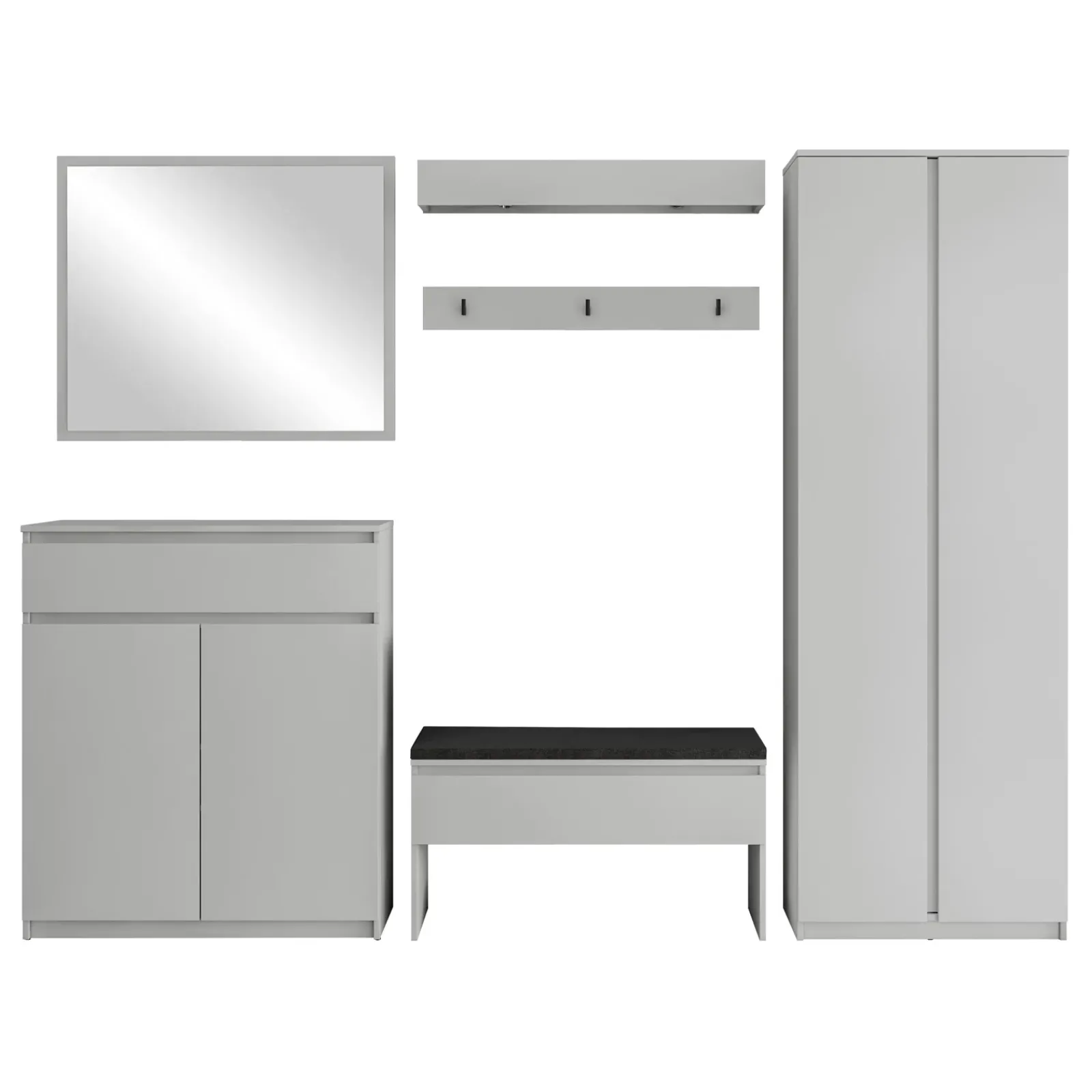 Garnero Arredamenti Mobili Ingresso Appendiabiti|Mobili Ingresso-Mobile ingresso 300x200h cm con specchio appendiabiti armadio Accent Grigio