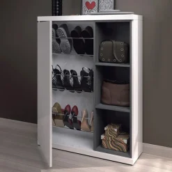 Garnero Arredamenti Mobili Ingresso-Mobile ingresso 79x108h cm con specchio bianco lucido grigio Alf