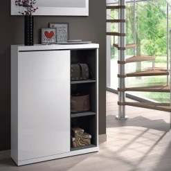 Garnero Arredamenti Mobili Ingresso-Mobile ingresso 79x108h cm con specchio bianco lucido grigio Alf