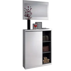 Garnero Arredamenti Mobili Ingresso-Mobile ingresso 79x108h cm con specchio bianco lucido grigio Alf
