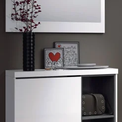 Garnero Arredamenti Mobili Ingresso-Mobile ingresso 79x108h cm con specchio bianco lucido grigio Alf