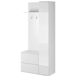 Garnero Arredamenti Mobili Ingresso Appendiabiti|Mobili Ingresso-Mobile ingresso 90x195h cm con specchio Rak Gihome® Bianco Opaco