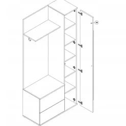 Garnero Arredamenti Mobili Ingresso Appendiabiti|Mobili Ingresso-Mobile ingresso 90x195h cm con specchio Rak Gihome® Bianco Opaco
