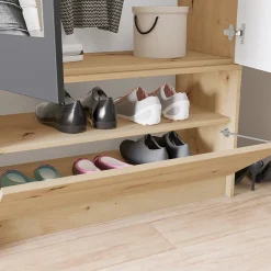 Garnero Arredamenti Mobili Ingresso Appendiabiti|Mobili Ingresso-Mobile ingresso 160x202h cm con specchio rovere chiaro Canada