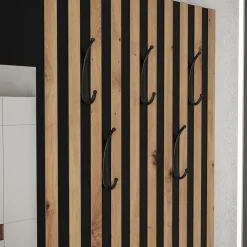 Garnero Arredamenti Mobili Ingresso-Mobile ingresso 172x205h cm con scarpiera e specchio rovere rustico bianco Welly 3 Rovere Rustico - Bianco