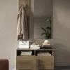 Garnero Arredamenti Mobili Ingresso Appendiabiti|Mobili Ingresso-Mobile ingresso 91x174h cm con scarpiera e specchio moderno rovere scuro Alvarez