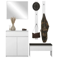 Garnero Arredamenti Mobili Ingresso Appendiabiti|Mobili Ingresso-Mobile ingresso 200x230h cm con specchio appendiabiti bianco Accent Bianco Opaco