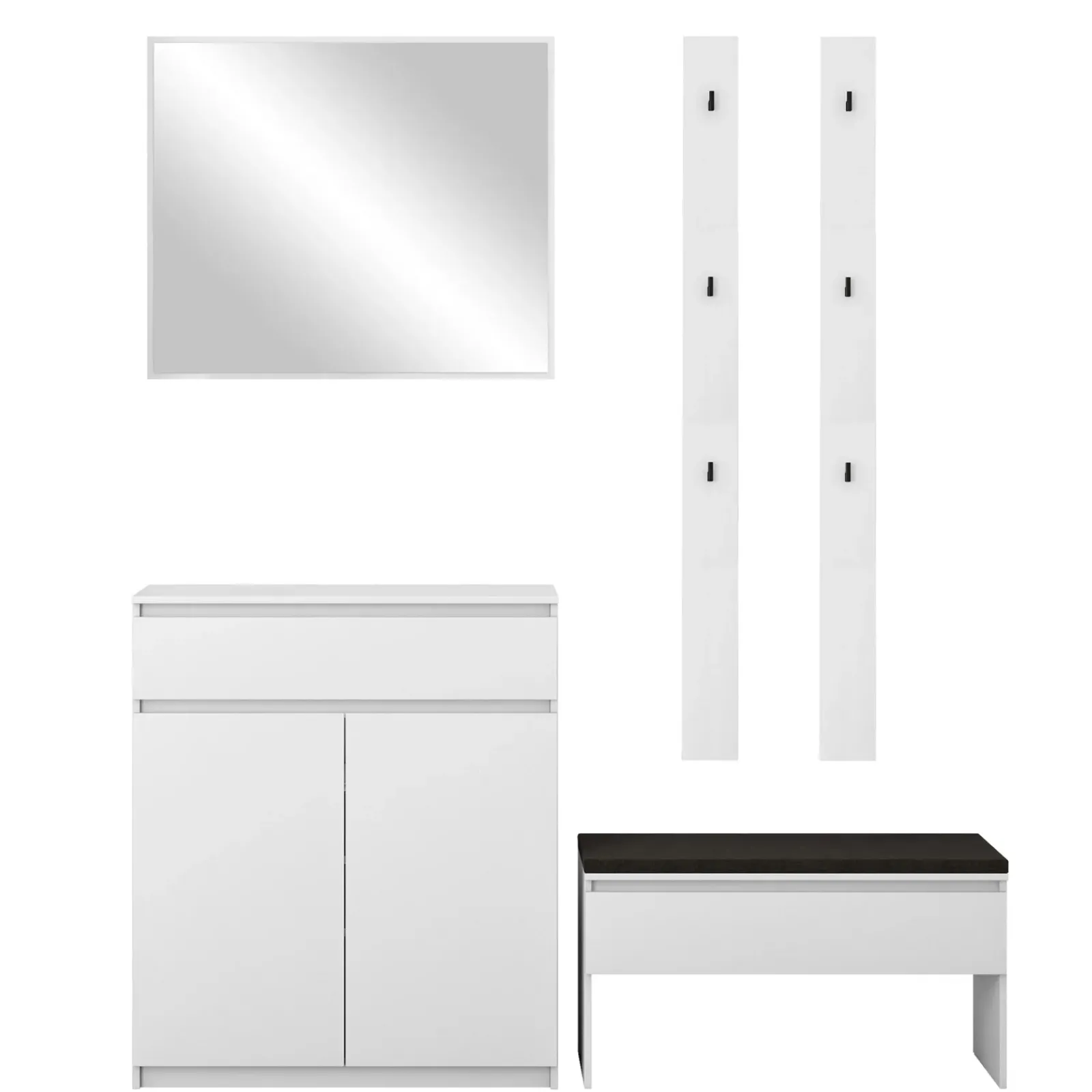Garnero Arredamenti Mobili Ingresso Appendiabiti|Mobili Ingresso-Mobile ingresso 200x230h cm con specchio appendiabiti bianco Accent Bianco Opaco