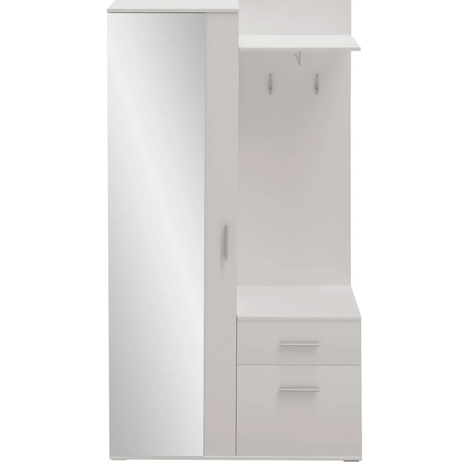 Garnero Arredamenti Mobili Ingresso Appendiabiti|Mobili Ingresso-Mobile ingresso 97x195h cm con attaccapanni e specchio Zefira Bianco