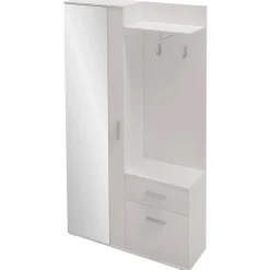Garnero Arredamenti Mobili Ingresso Appendiabiti|Mobili Ingresso-Mobile ingresso 97x195h cm con attaccapanni e specchio Zefira Bianco