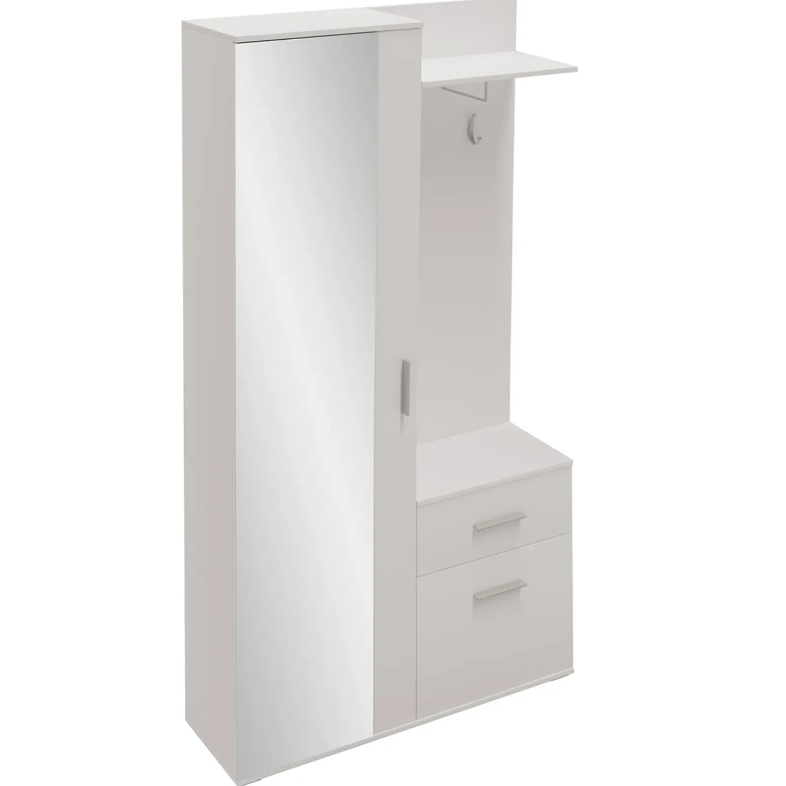 Garnero Arredamenti Mobili Ingresso Appendiabiti|Mobili Ingresso-Mobile ingresso 97x195h cm con attaccapanni e specchio Zefira Bianco