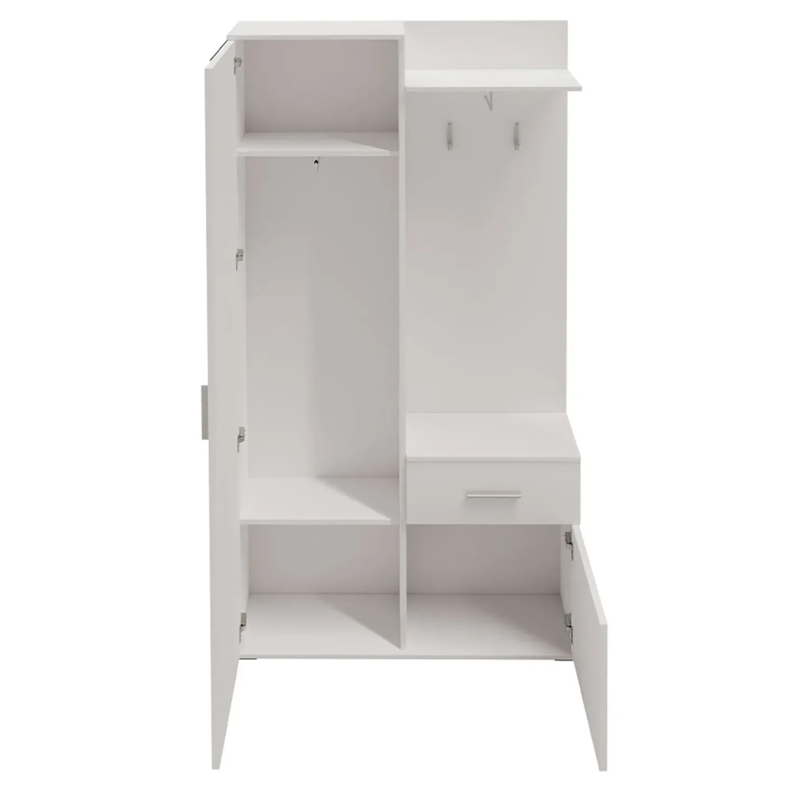 Garnero Arredamenti Mobili Ingresso Appendiabiti|Mobili Ingresso-Mobile ingresso 97x195h cm con attaccapanni e specchio Zefira Bianco