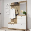 Garnero Arredamenti Mobili Ingresso Appendiabiti|Mobili Ingresso-Mobile ingresso 135x197h cm con specchio bianco rovere Mare Gihome®