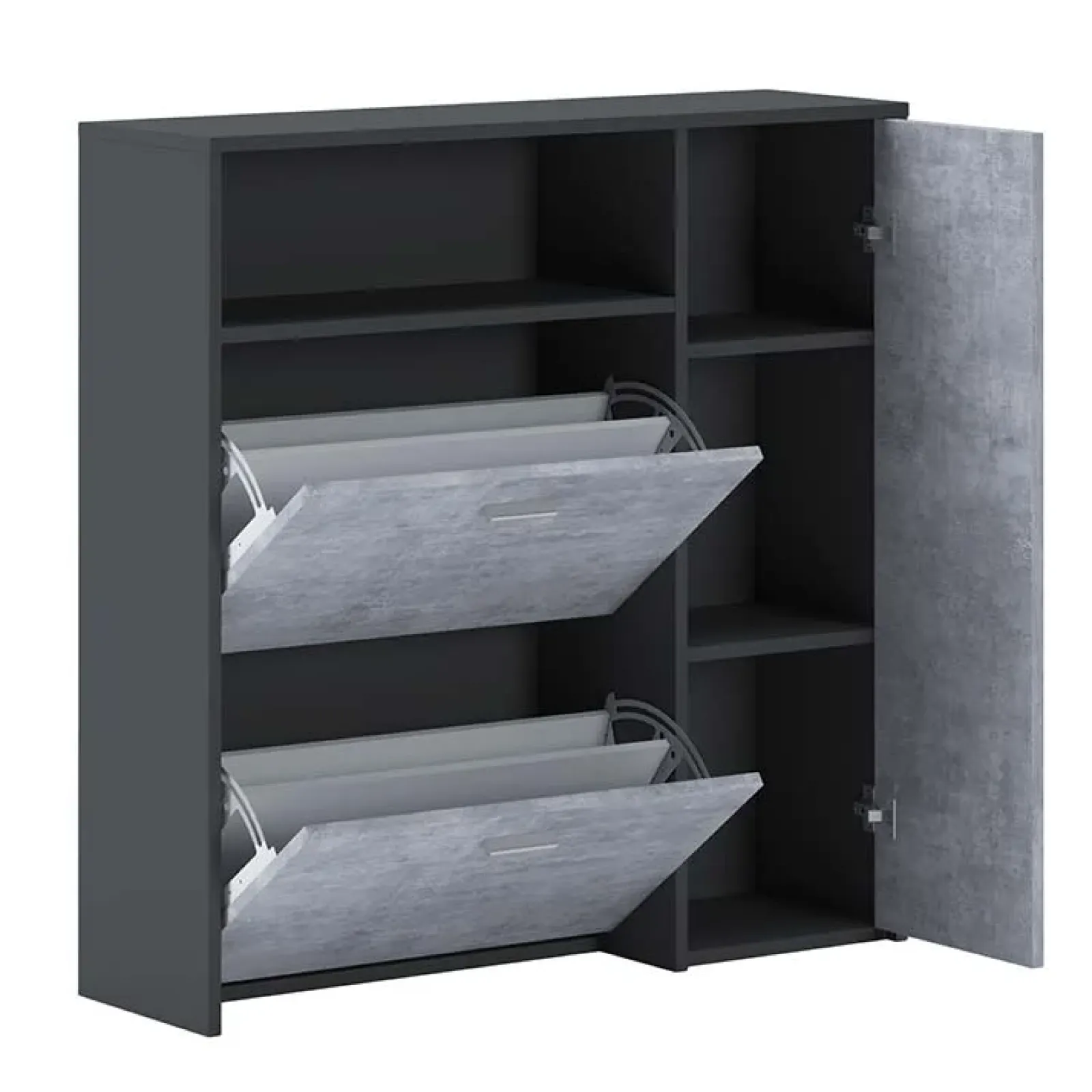 Garnero Arredamenti Scarpiere E Cassepanche|Scarpiere-Mobile ingresso 92x94h cm con scarpiera grafite cemento Mars